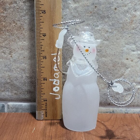 Vintage Christmas Around The World Wild Snowman with Lasso Frosted Glass - Picture 8 of 13